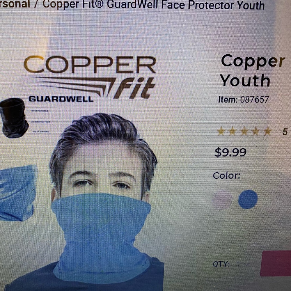 Copper Fit as seen on tv youth face protector
